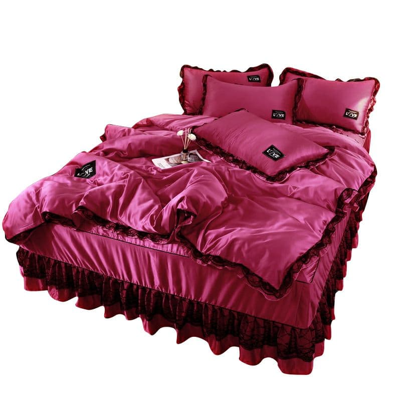 4ピースプリンセスウインドベッドスカートウォッシュドコットン