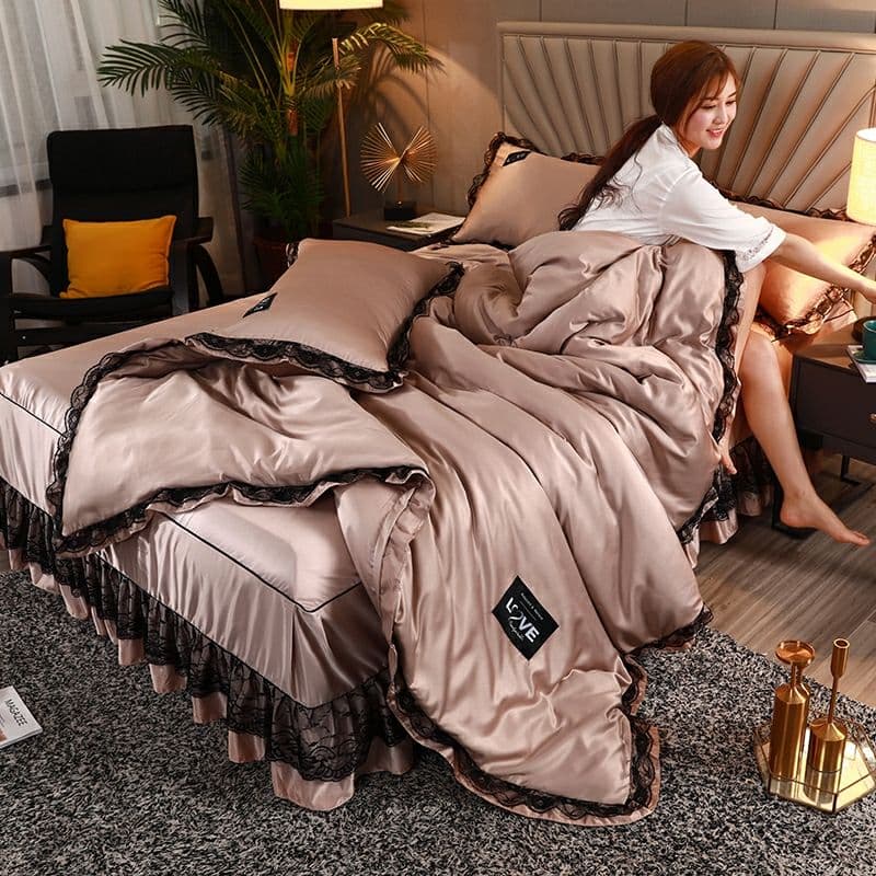 4ピースプリンセスウインドベッドスカートウォッシュドコットン