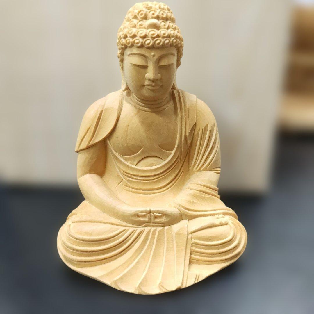 横浜野毛蓮華堂　丸台座上彫り　唐草光背　座弥陀　2寸