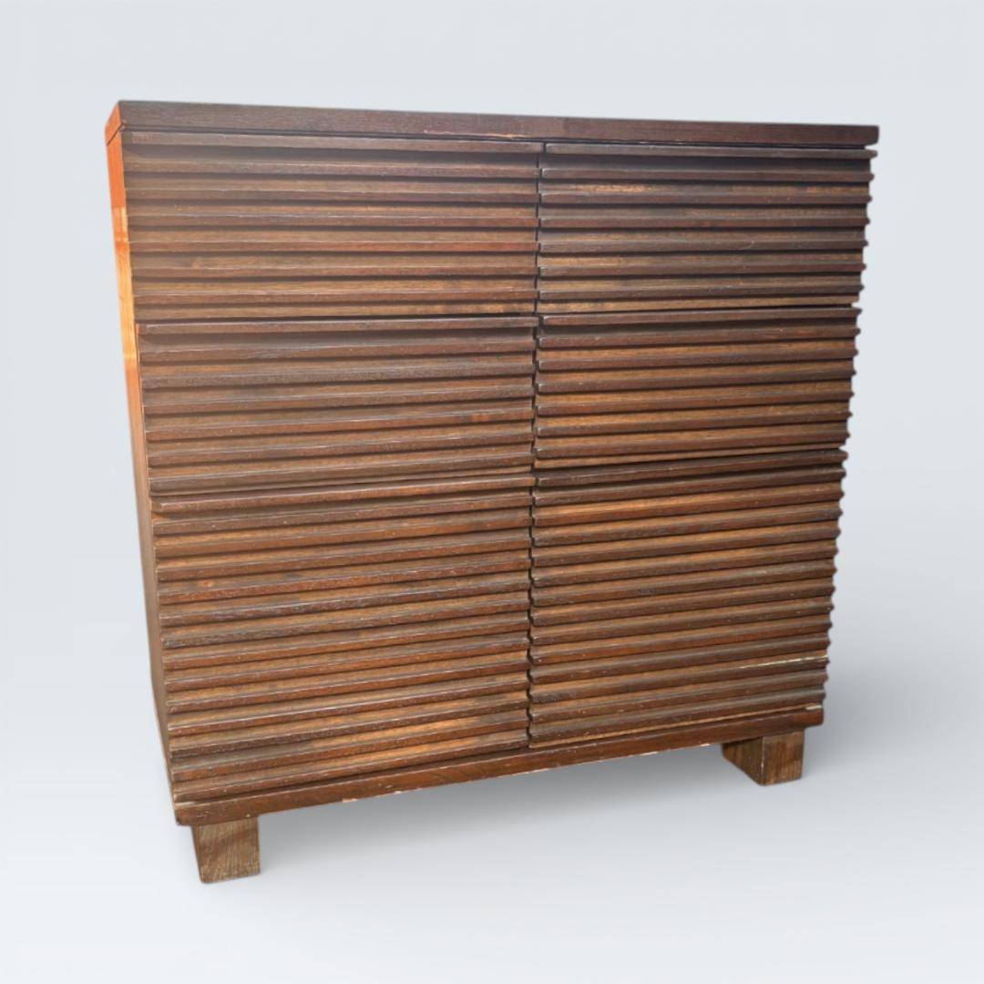 ルーバーキャビネット 幅85cm 木製 リビングボード 隠せる収納