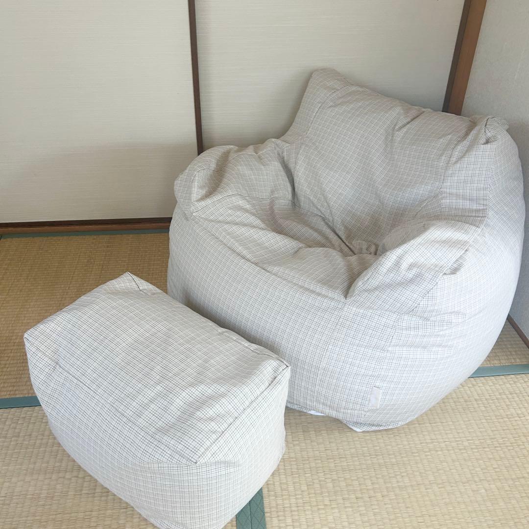 【引越し処分】LOOSY1人掛けビーズソファ+オットマン