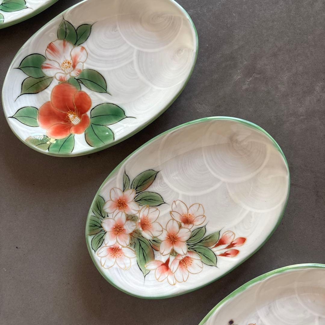 《ほぼ新品》美品　陶あん　京焼　清水焼　白掛彩草花　色絵付け　陶葊　皿