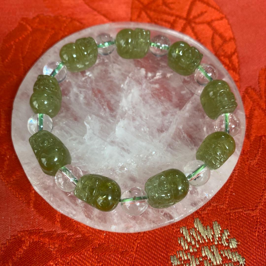 グリーンガーネット貔貅 水晶ブレスレット