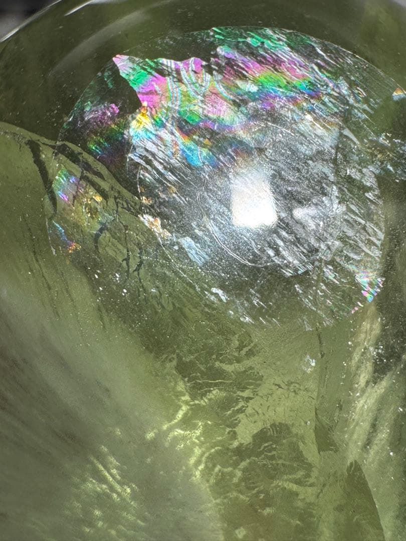 中国産 グリーンアップルフローライト スフィア 高品質 虹あり 透明感抜群