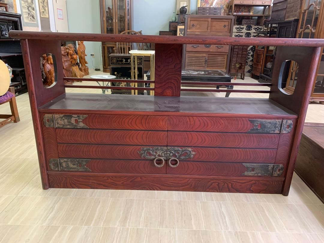 木製伝統的日本棚、3引き出し付き