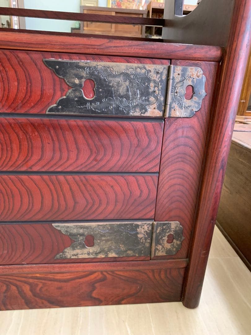 木製伝統的日本棚、3引き出し付き