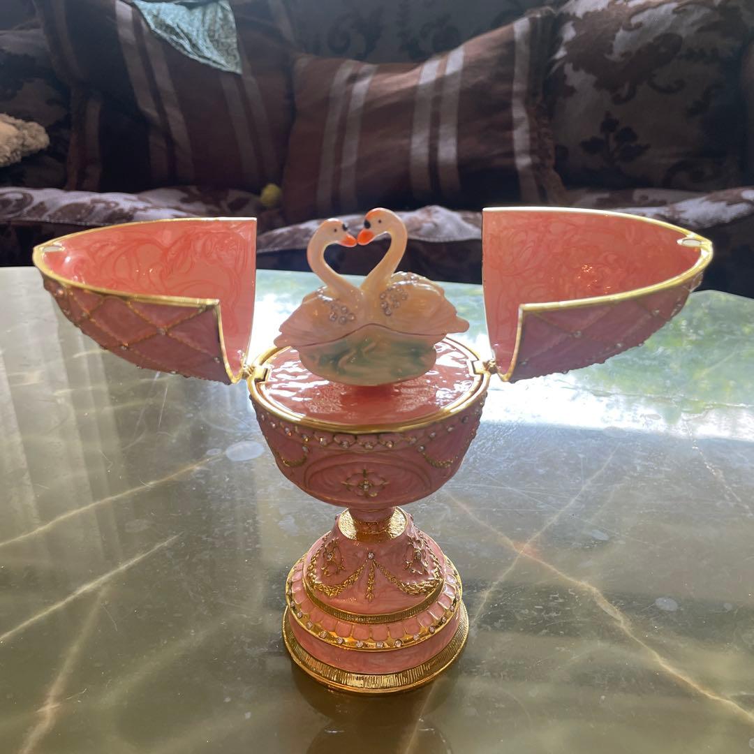 ファベルジェ インペリアルイースターエッグ風 オルゴール 白鳥 (17cm)