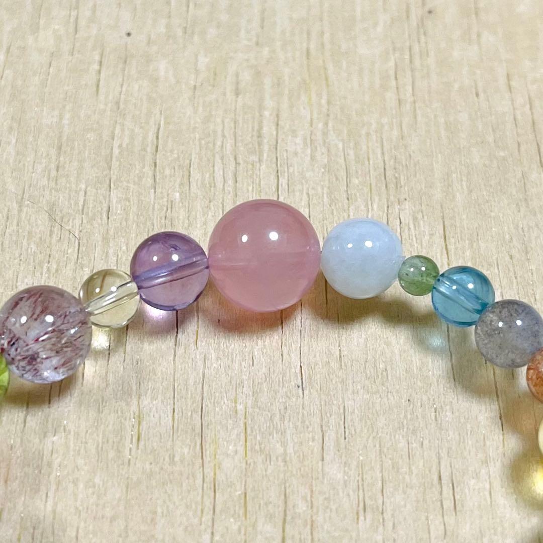 【高品質】琥珀・天然石（ラリマー、ブルートパーズ、エレスチャルクォーツ等）ブレス