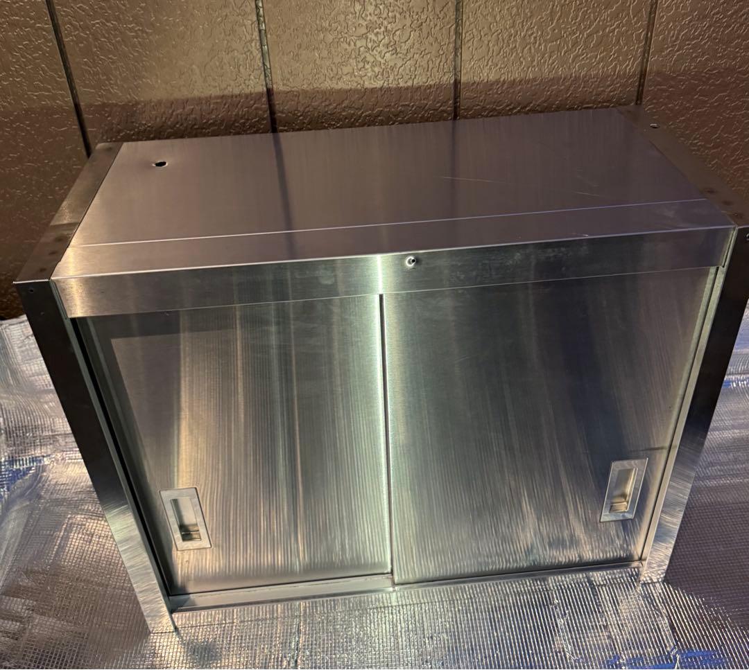 スライド扉式　吊り棚　ステンレス製品　食器棚　収納棚　中古品