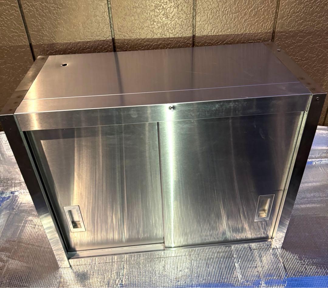 スライド扉式　吊り棚　ステンレス製品　食器棚　収納棚　中古品