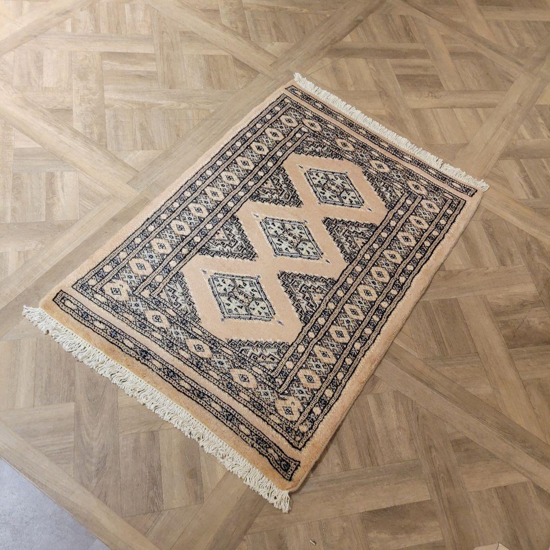 65x94cmパキスタン手織りシルク入マット(288)ギャッベ・ペルシャ