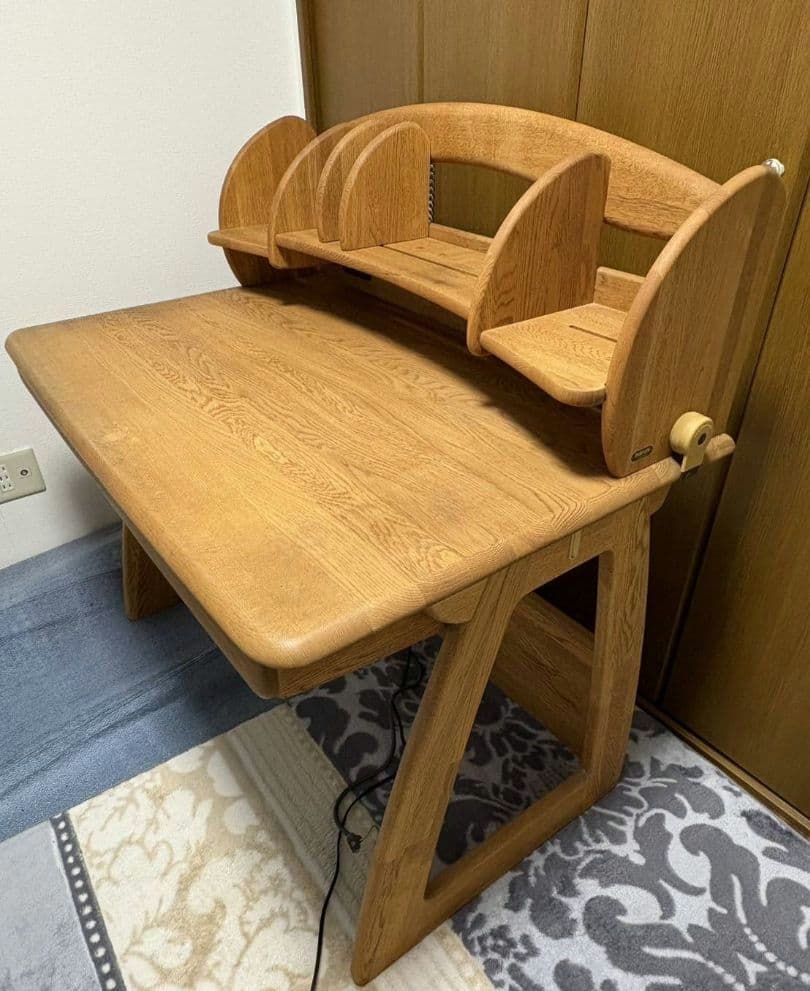 マルニ3点　❶学習デスク　②ブックスタンド　③移動式デスクワゴン　自然塗料アウロ