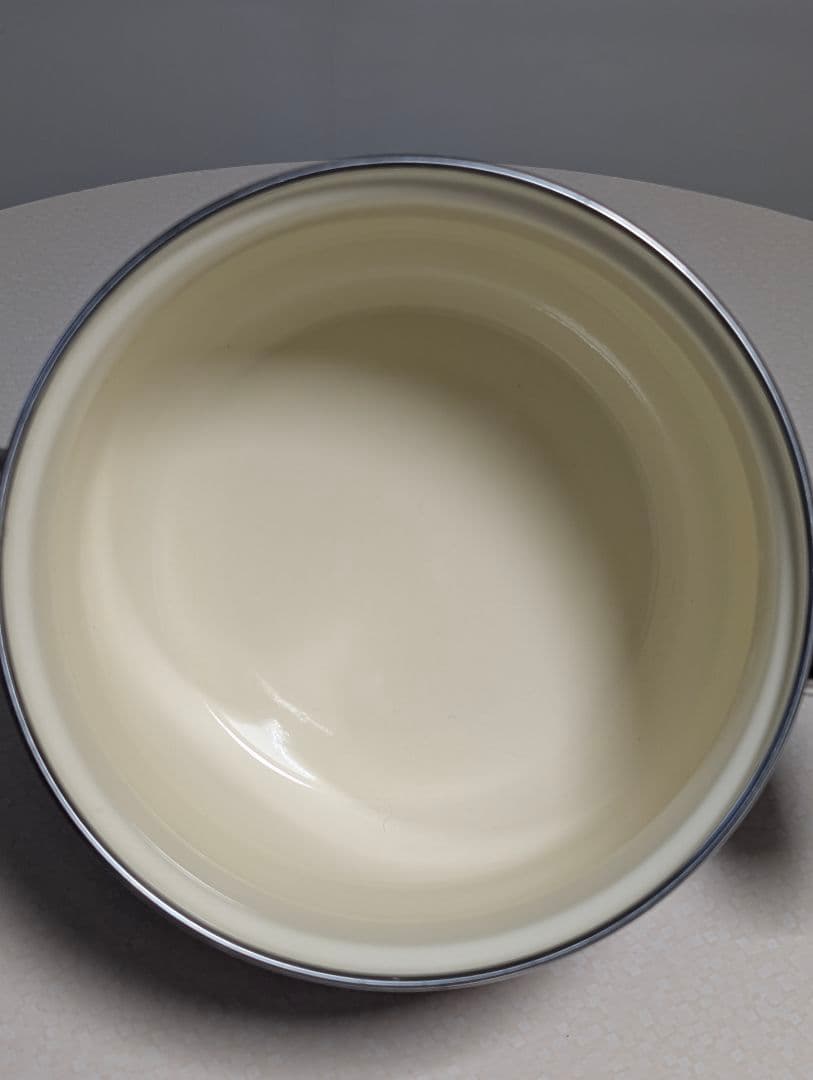 80s ビンテージ ホーロー鍋 ウッドハンドル 両手鍋　煮込み レトロ 美品箱付