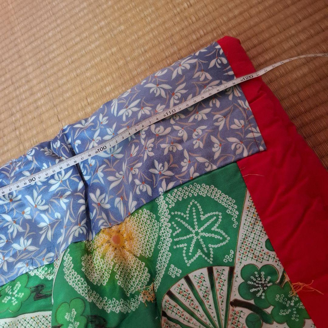 どてら　かいまき布団　扇子模様 昭和レトロ