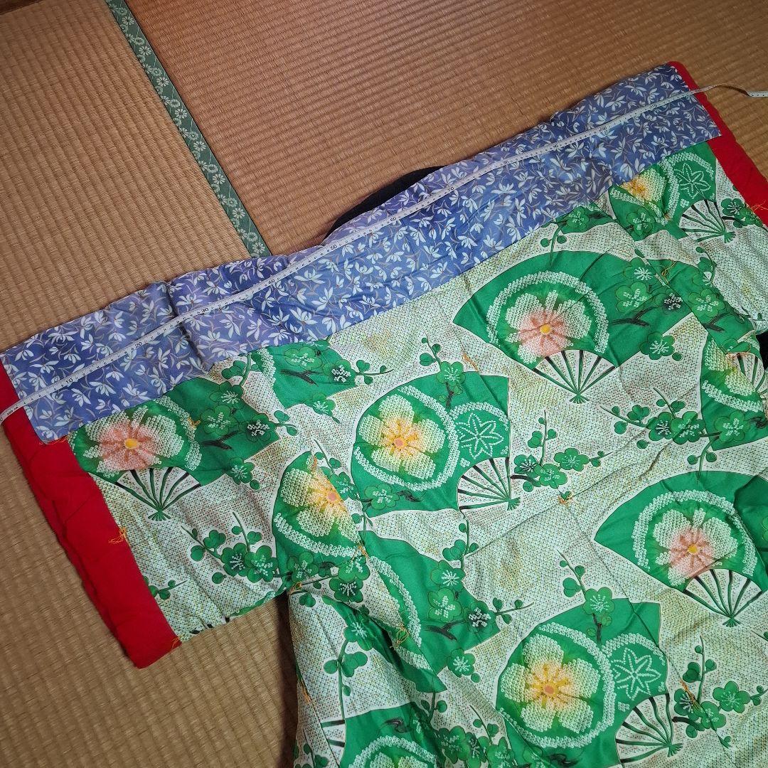 どてら　かいまき布団　扇子模様 昭和レトロ