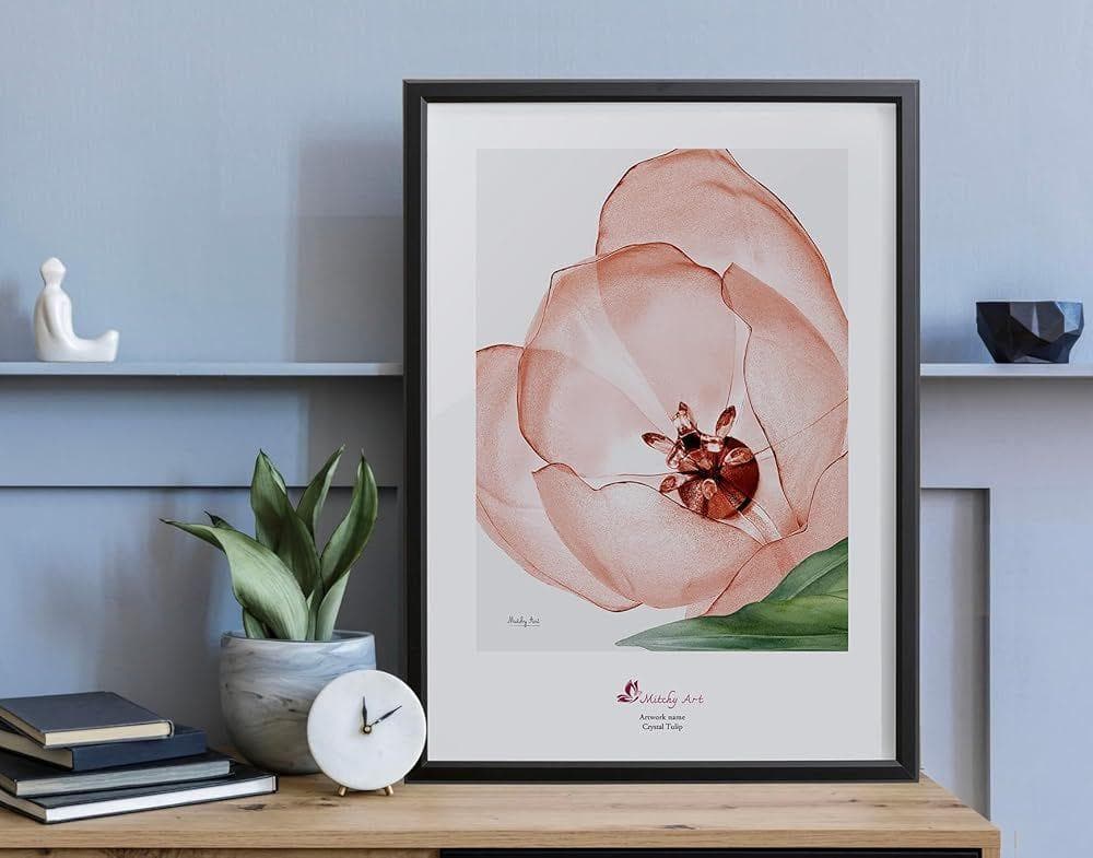 絵画「クリスタルチューリップ」 壁掛け A3 額入り