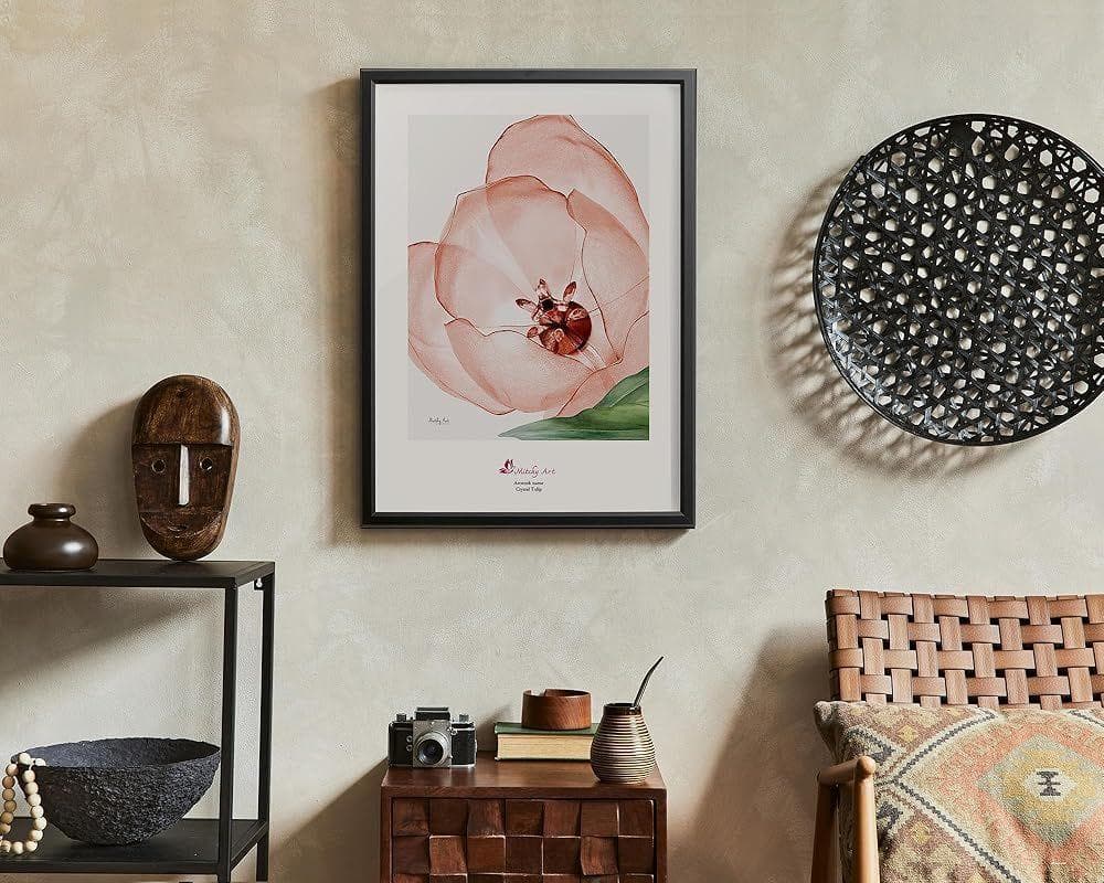 絵画「クリスタルチューリップ」 壁掛け A3 額入り