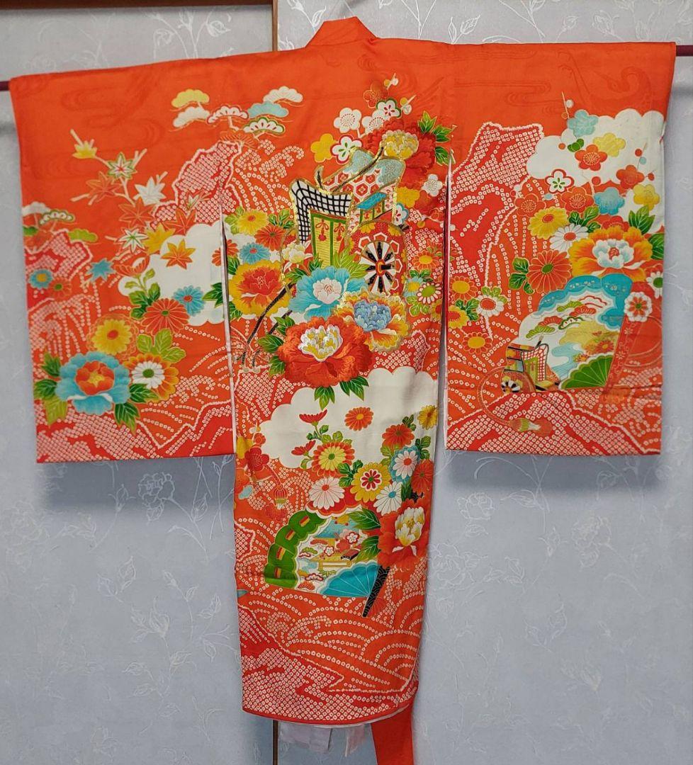 NK101アンティーク子供着物正絹長襦袢付き着丈95センチ裄丈47センチ非常綺麗