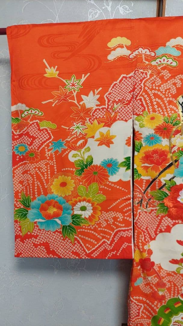 NK101アンティーク子供着物正絹長襦袢付き着丈95センチ裄丈47センチ非常綺麗