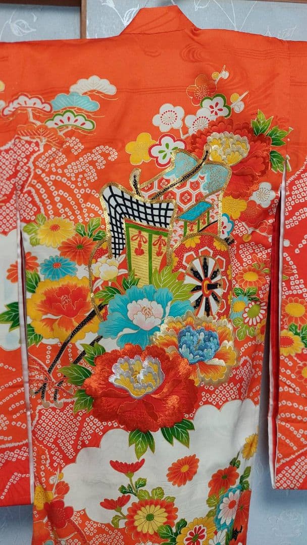 NK101アンティーク子供着物正絹長襦袢付き着丈95センチ裄丈47センチ非常綺麗