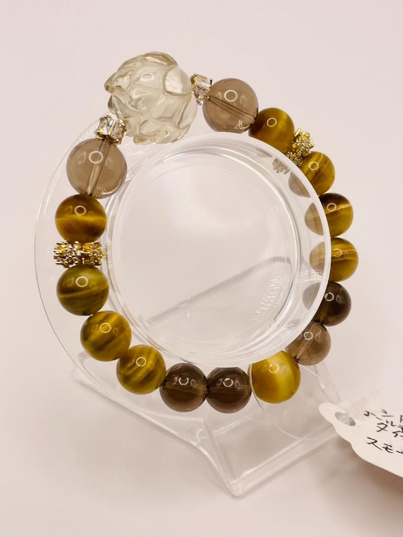 【蓮(シトリン)/タイガーアイ/スモーキークォーツ】内径約15.5cm 浄化済み