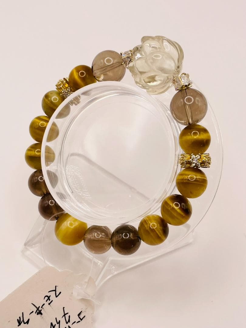 【蓮(シトリン)/タイガーアイ/スモーキークォーツ】内径約15.5cm 浄化済み