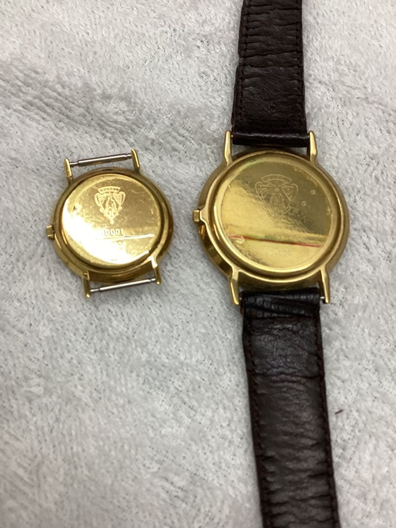 GUCCIゴールド アナログ腕時計 大小セット ジャンク品