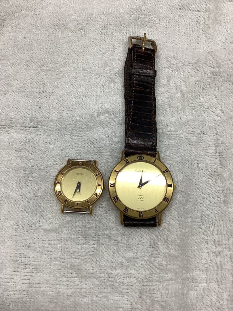 GUCCIゴールド アナログ腕時計 大小セット ジャンク品