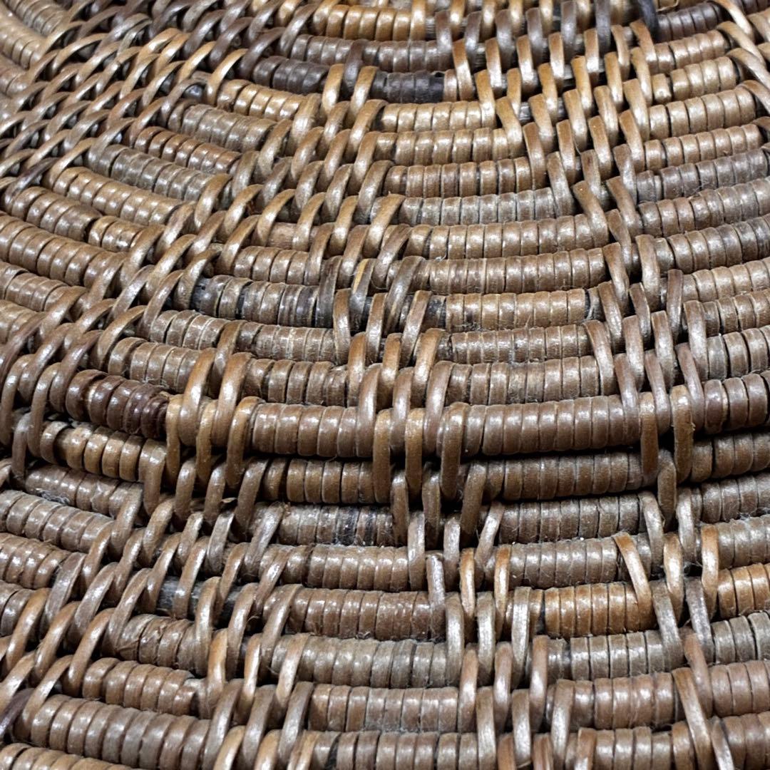 【美品 】アタ 蓋付きバスケット 高さ約38cm 細かい編み込み 高級 フタ独立