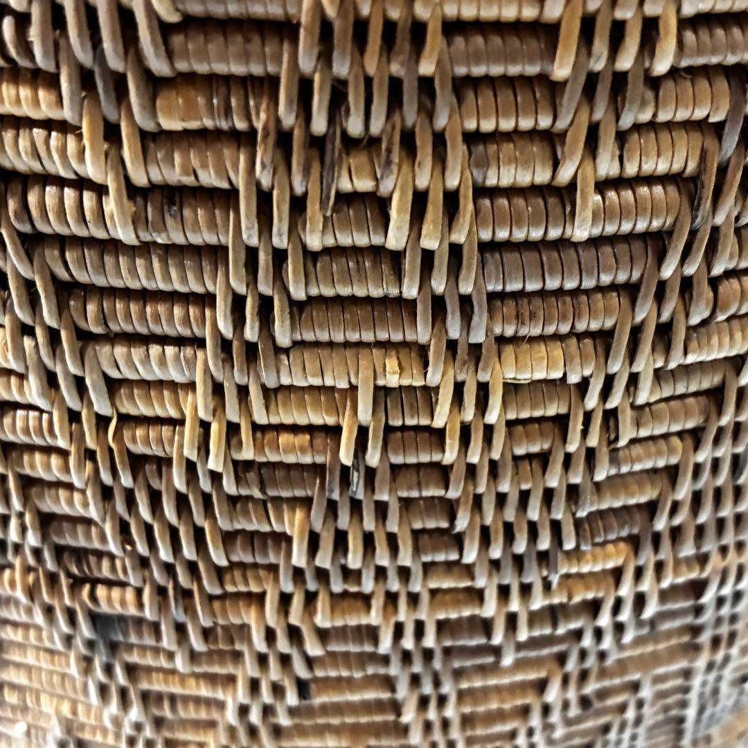 【美品 】アタ 蓋付きバスケット 高さ約38cm 細かい編み込み 高級 フタ独立