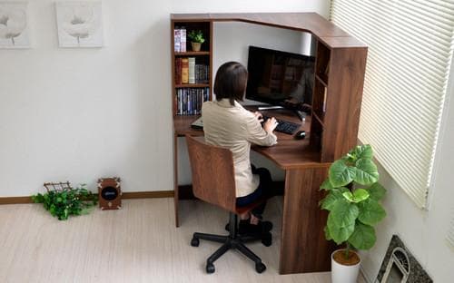 《新品・送料無料》パソコンデスク L字型 コーナー 机 ブラウン 北欧風