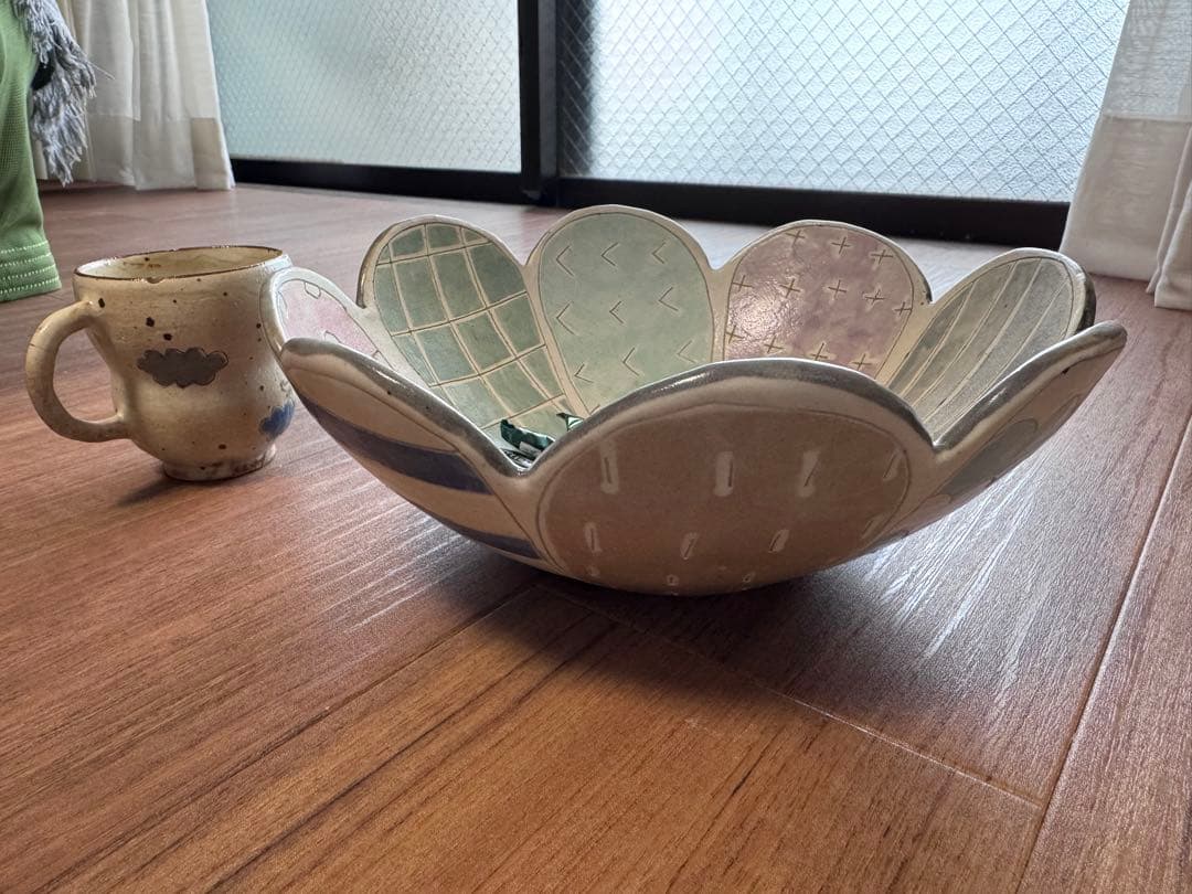 横山知加子さん 笠間焼 雲白 ABE FACTORY ボウル カラフル花びら型皿