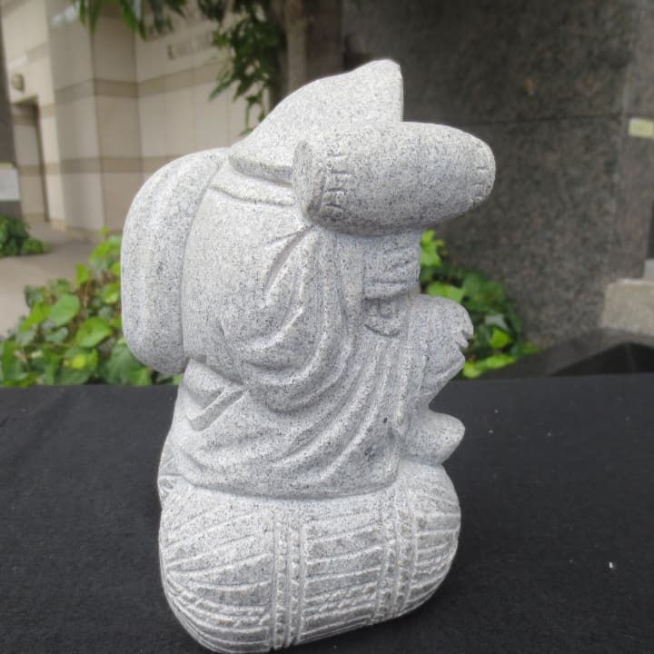 大黒天（Ｂ） 大黒様 置物 オブジェ 縁起物 雑貨 御影石 みかげ