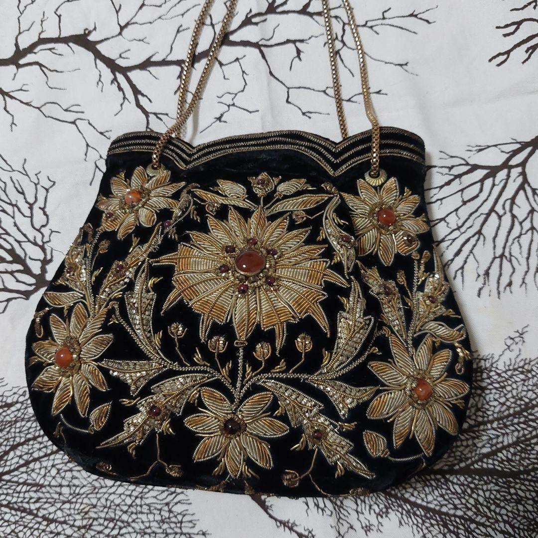 【希少】皇室御用達ルミーはしもと ビーズバッグ ブラック