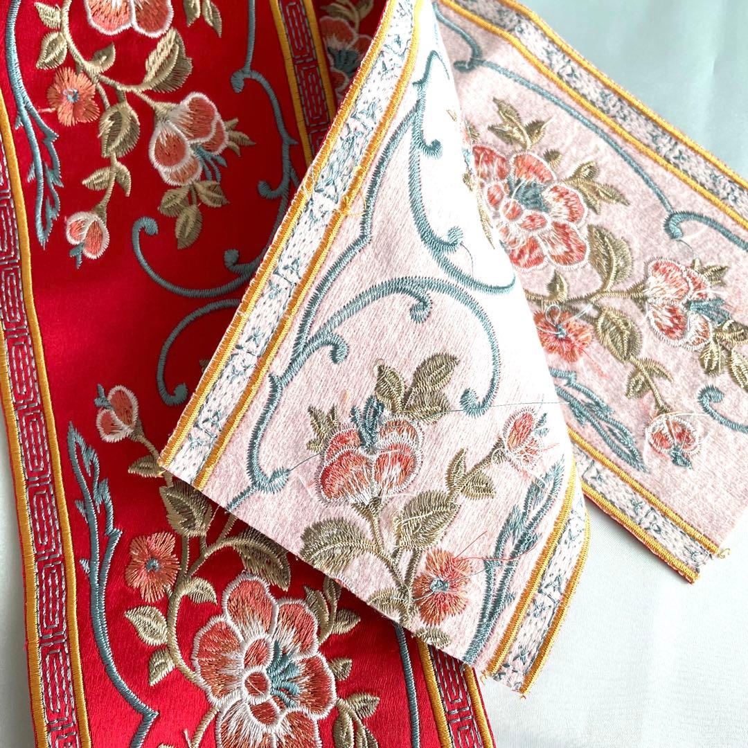 中国刺繍リボンJシノワズリ牡丹インド刺繍リボン李朝漢服陳情令薬屋の