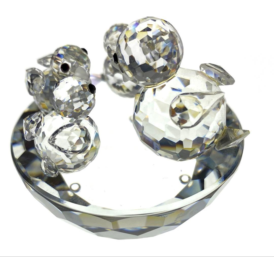 SWAROVSKI スワロフスキー鳥の巣親子置物オブジェ箱付きD-5557