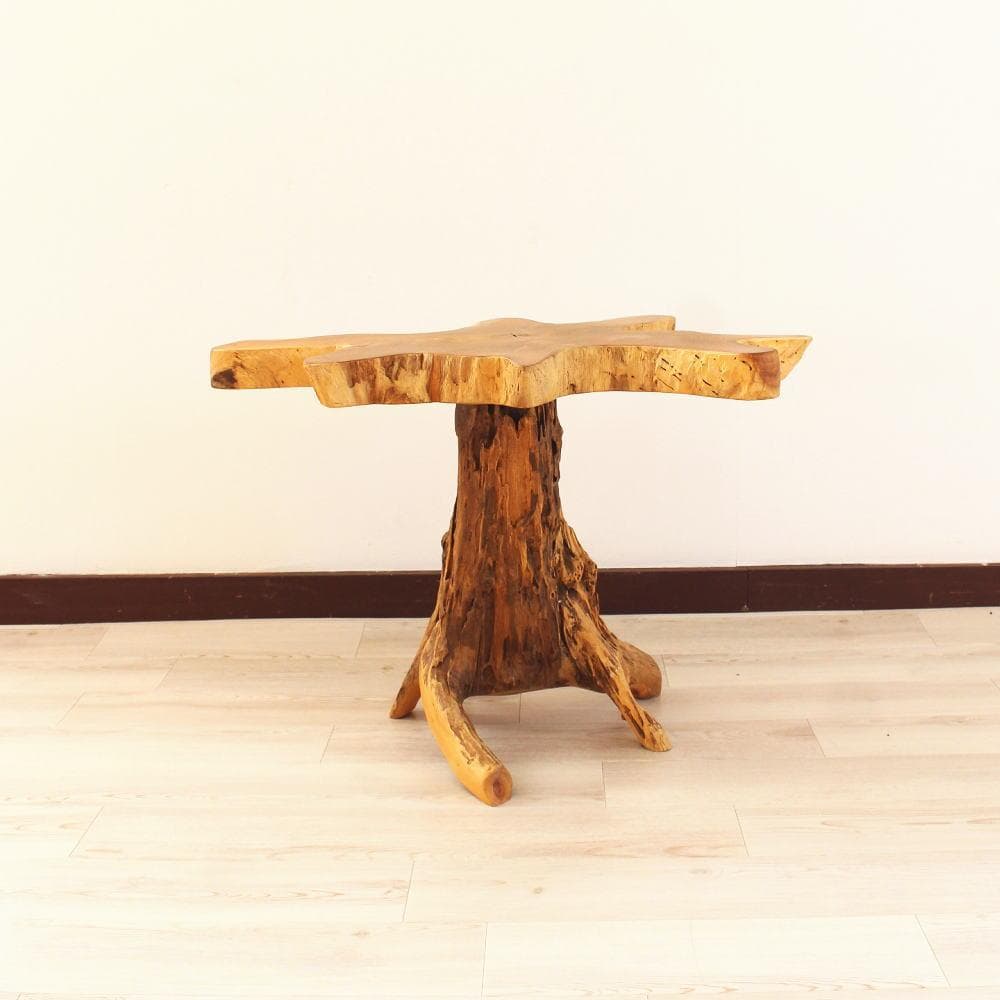 在庫処分 １点もの 木製 テーブル チーク材 天然木 一枚板 切り株 根 4