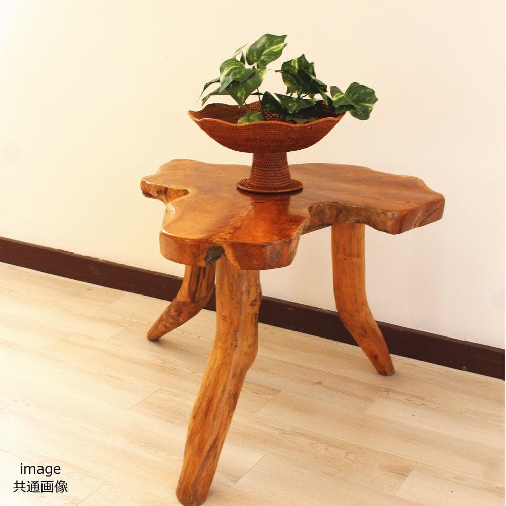 在庫処分 １点もの 木製 テーブル チーク材 天然木 一枚板 切り株 根 4