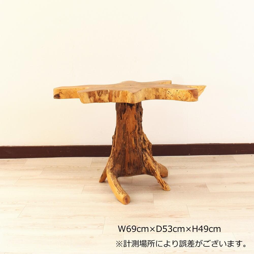 在庫処分 １点もの 木製 テーブル チーク材 天然木 一枚板 切り株 根 4