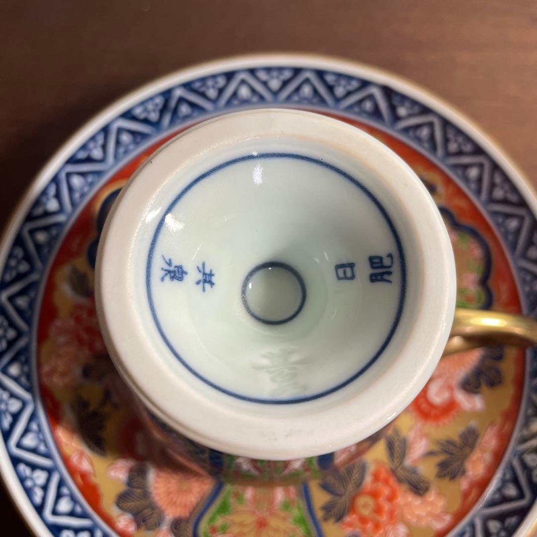 極錦 金彩 古伊万里様式 コーヒー碗皿 賞美堂 肥後其泉 昭和年製