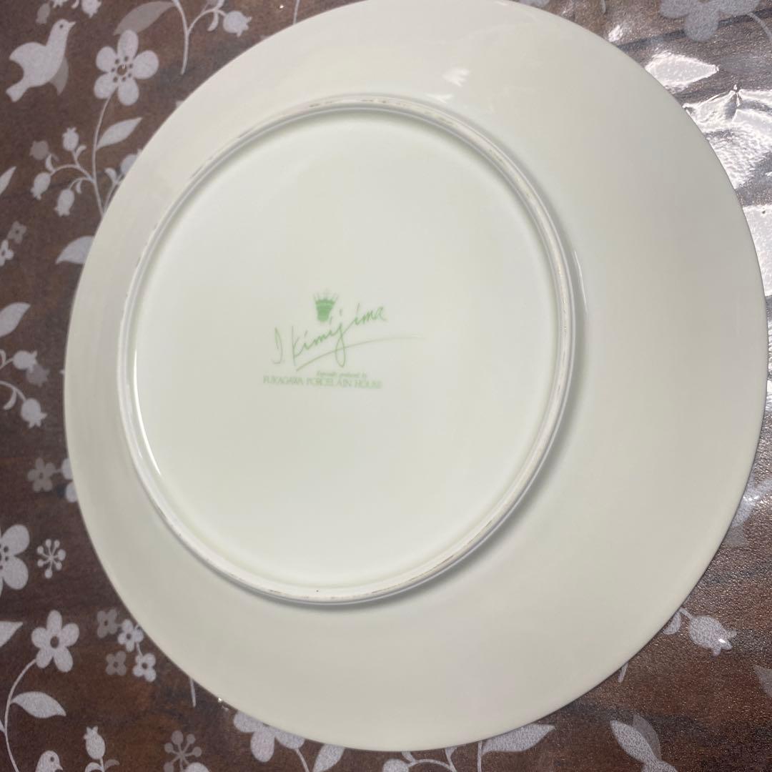 最高級　深川製磁　君島一郎デザイン　 グリーン百合　ミート皿2枚（箱付）