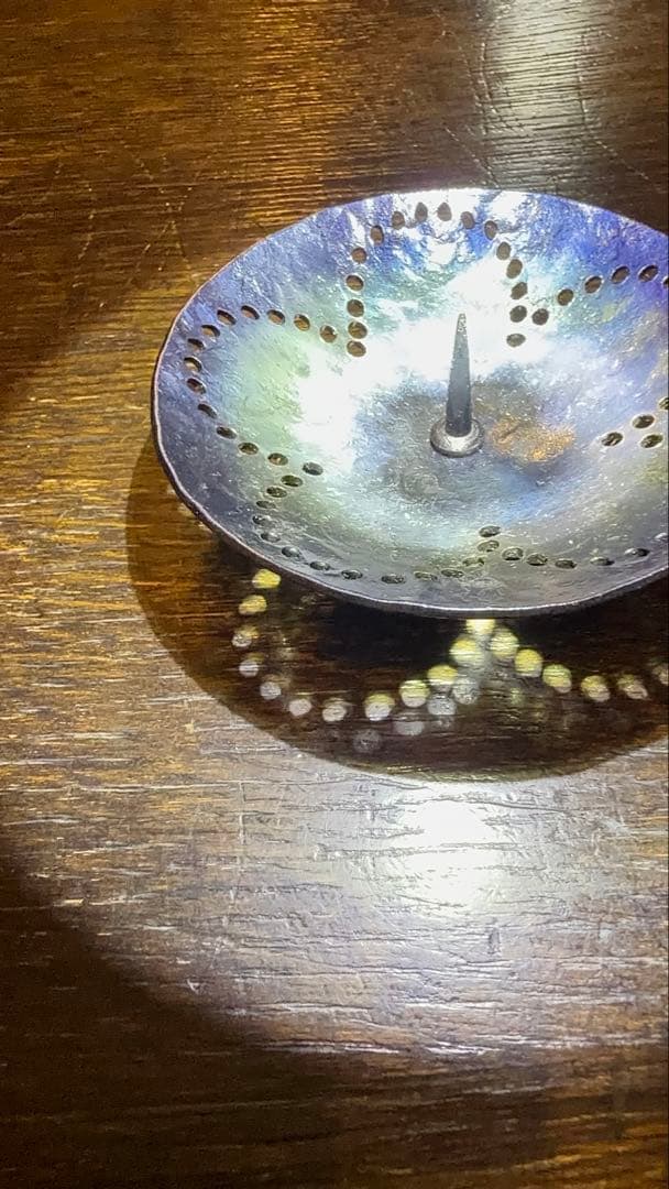 鐵製　透かし燭台　ろうそく立て 大1小2