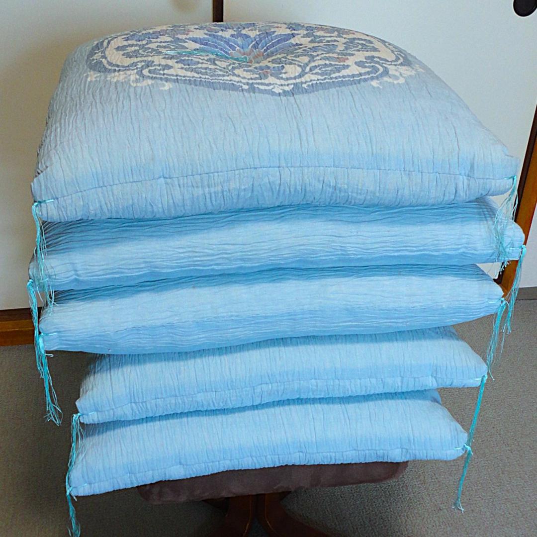 高級誂え婚礼座布団 5枚セット 房付き 春夏用 水色 花柄 - メルカリ