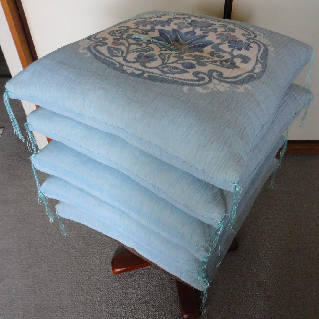 高級誂え婚礼座布団 5枚セット 房付き 春夏用 水色 花柄 - メルカリ