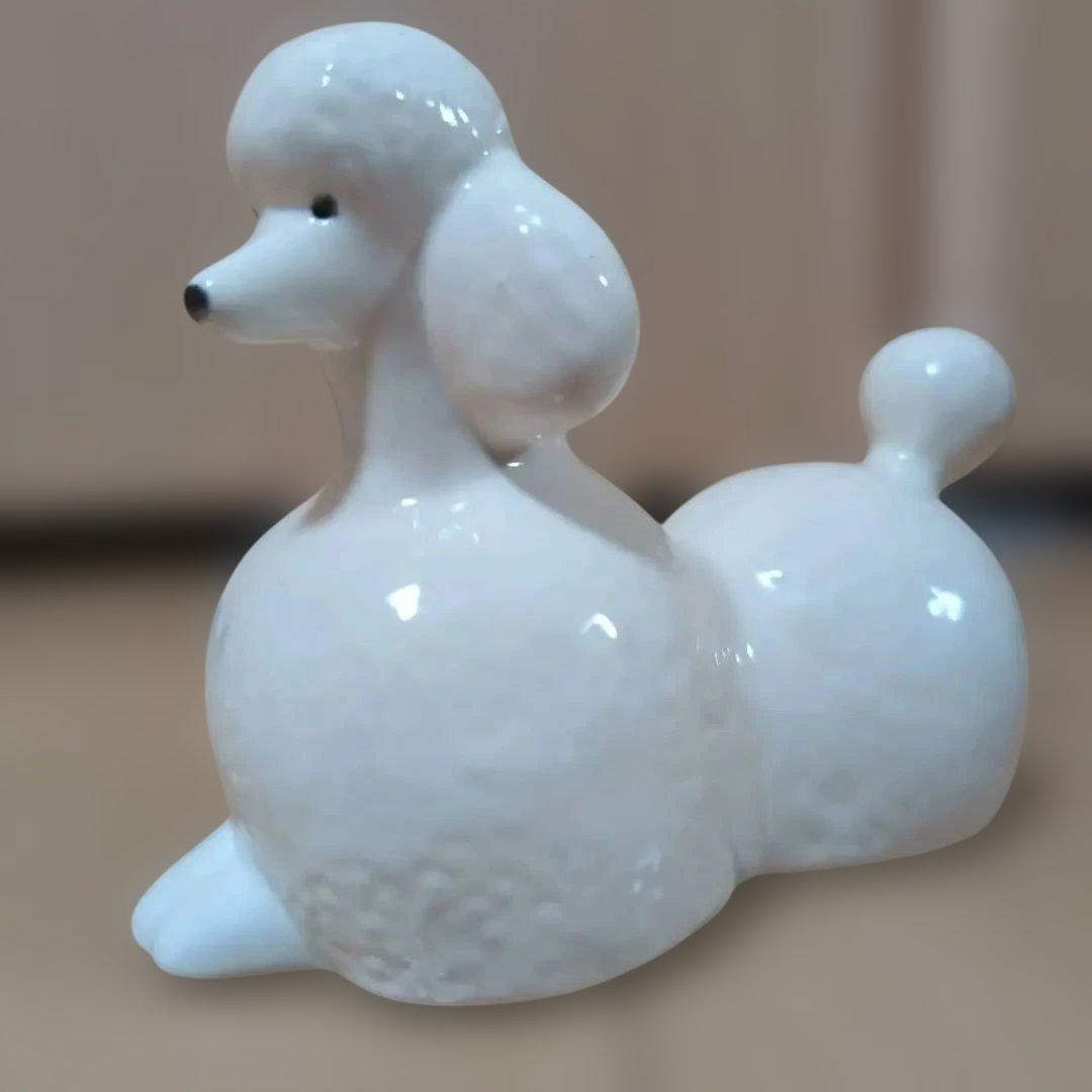 週末価格　リサ・ラーソン　陶器製ホワイトプードル置物