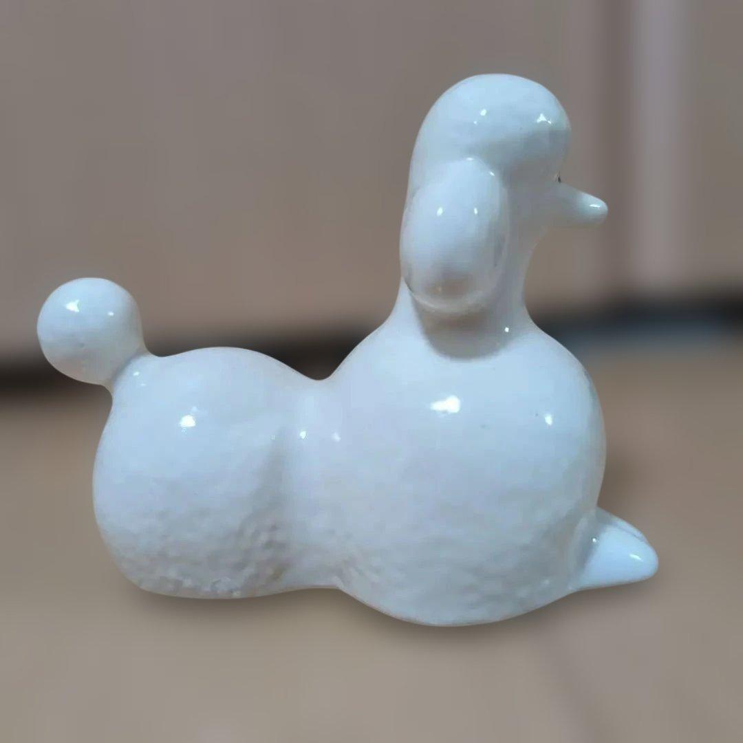 週末価格　リサ・ラーソン　陶器製ホワイトプードル置物