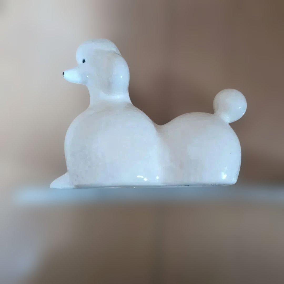 週末価格　リサ・ラーソン　陶器製ホワイトプードル置物