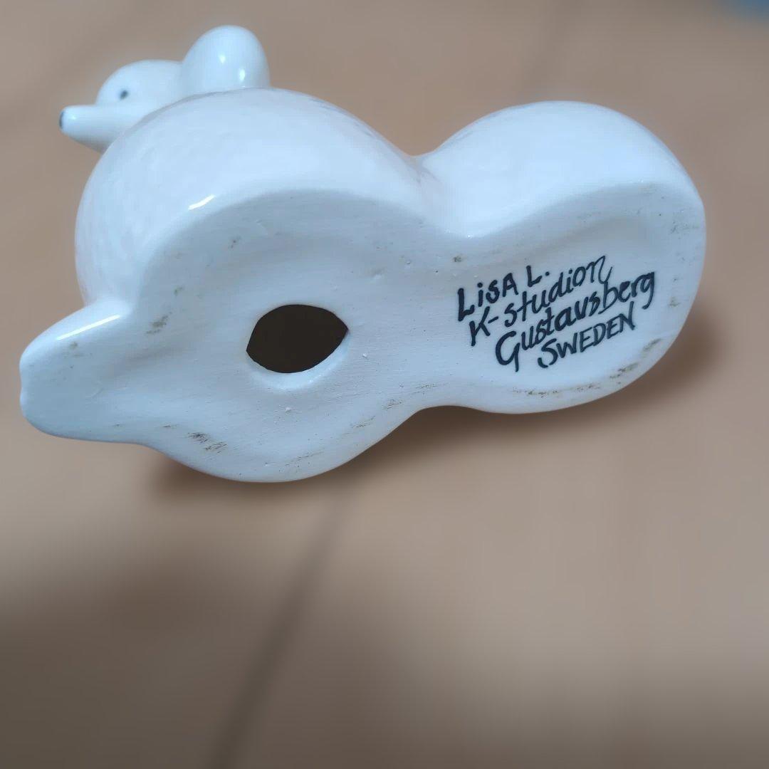 週末価格　リサ・ラーソン　陶器製ホワイトプードル置物