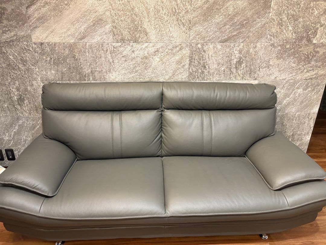 大川家具 イタリア製厚革３人掛けソファ