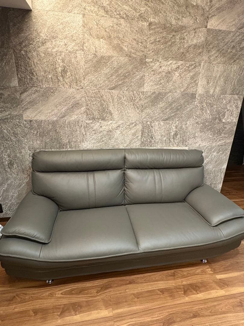 大川家具 イタリア製厚革３人掛けソファ